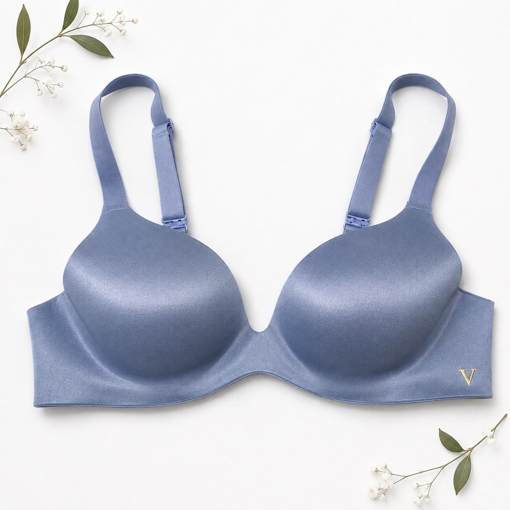 Victoria's Secret 32B Wireless Push Up Bra Blue Gray Smooth T-Shirt Everyday